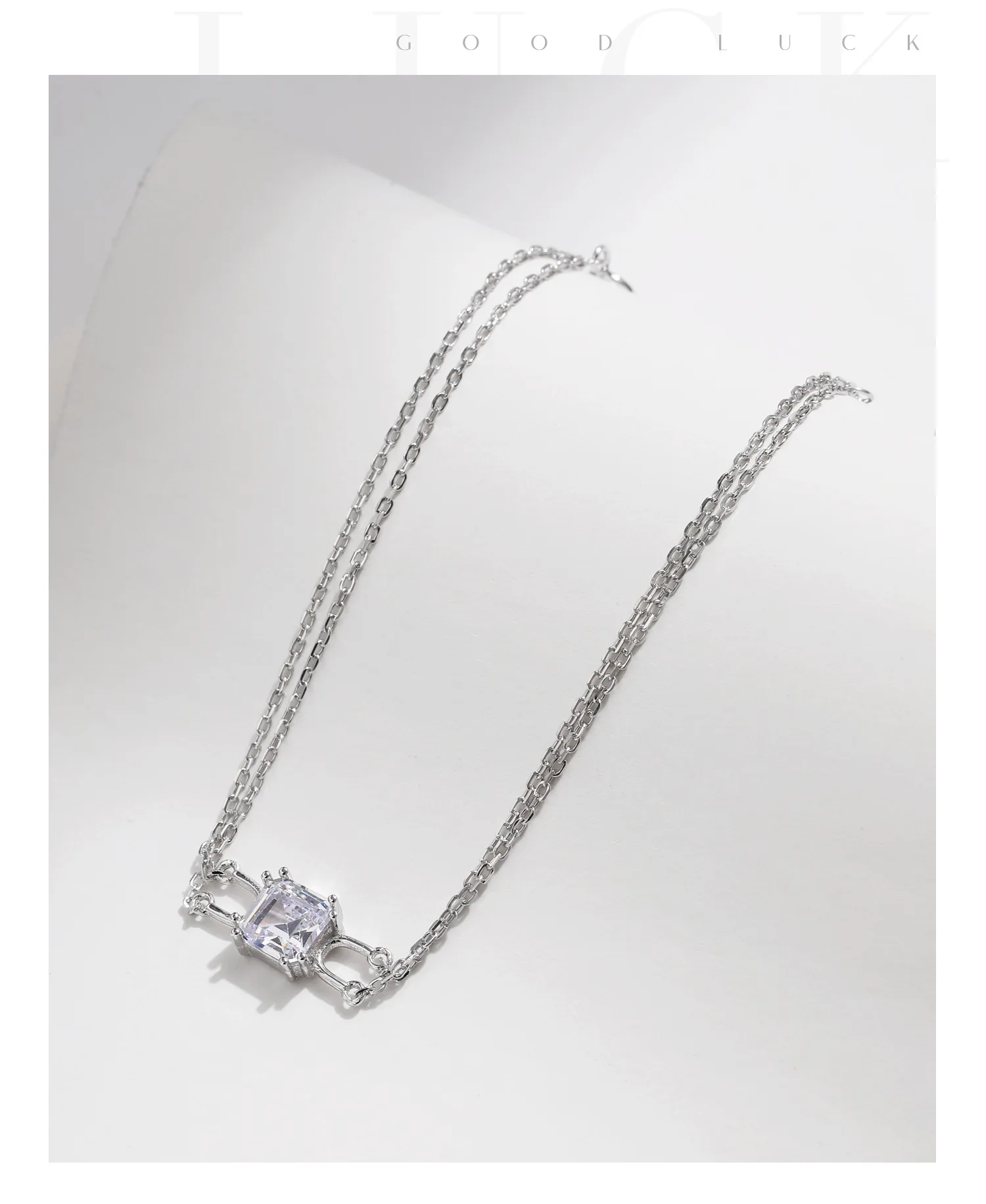 S925 Sterling Silver Large G Double Color Cubic Zircon Necklace Heavy Industry High Quality main image 0