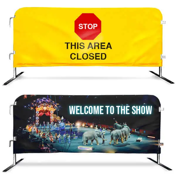 Double Side Print and Mesh Fabric for Crowd Control Barrier Printed Banner Covers Road Safety Barricade Cover