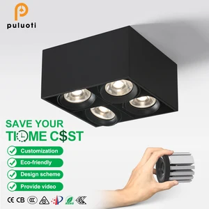 Customize Dali Zigbee Dimmable Ceiling Surface Fixed Spotlight 72W Cob 4-Head Black Led Lighting Warm White Adjustable AR80