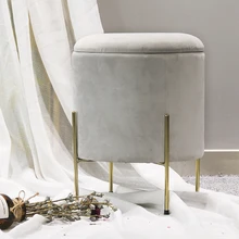 Wholesale Hot Sale Nordic Modern Pink Velvet Fabric Ottoman Legs Modern Dressing Table Step Stool Ottoman Pouf