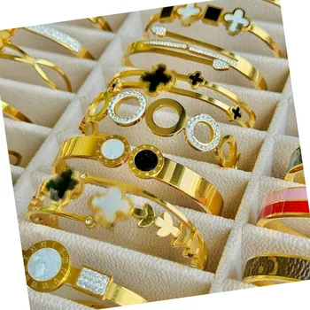 On Sale Waterproof Fashion Jewelry Bracelet 18k Gold Plated Jewelry Bangles Bijoux en acier inoxydable stainless steel bracelet
