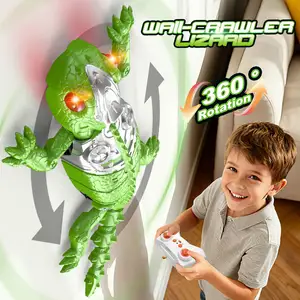 ITTL Remote Control Wall Crawler Gecko 360° Rotating Electric RC Ground Crawling Wall Climbing Mechanical Lizard Toys for Kids