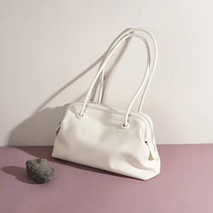 Simple Large Real Cow Leather Lady Shoulder Bag Fashion Korea Style Famous Real Leather Lady Underarm Bag