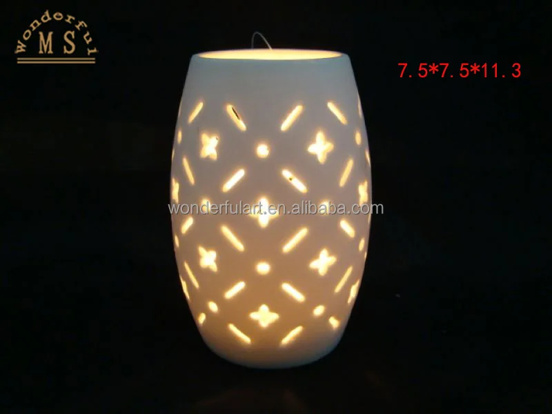Factory Price Ceramic Tea Light Holder Hollow White Candle Holder Porcelain Led Light Holder for Home Decor