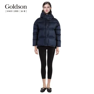 European Style Long Women's Bomber Jacket for Cold Winter Waterproof With Down Filling Nylon/Polyester Lining Decorative Pocket