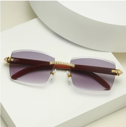 GWTNN OEM Lunettes Luxury Diamond Rectangle Rimless Sunglasses Diamond Women Eyeglasses