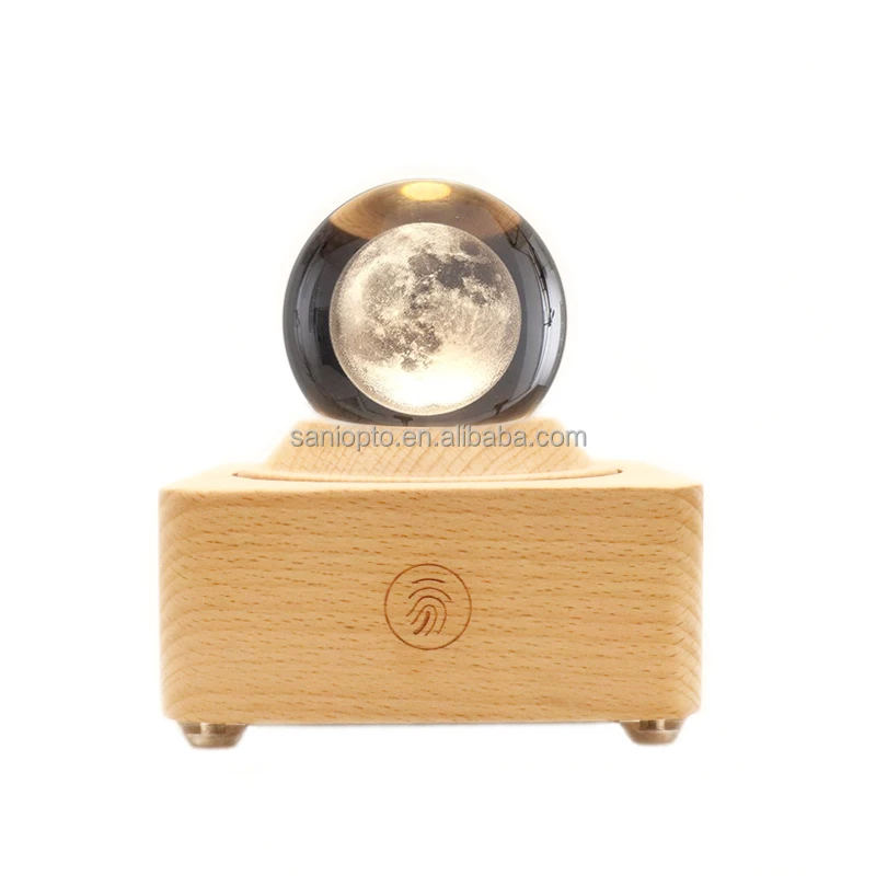 Projection Led Light-3d Crystal Ball Music Box Luminous Rotating Musical  Box-wood Base Best Gift For Birthday