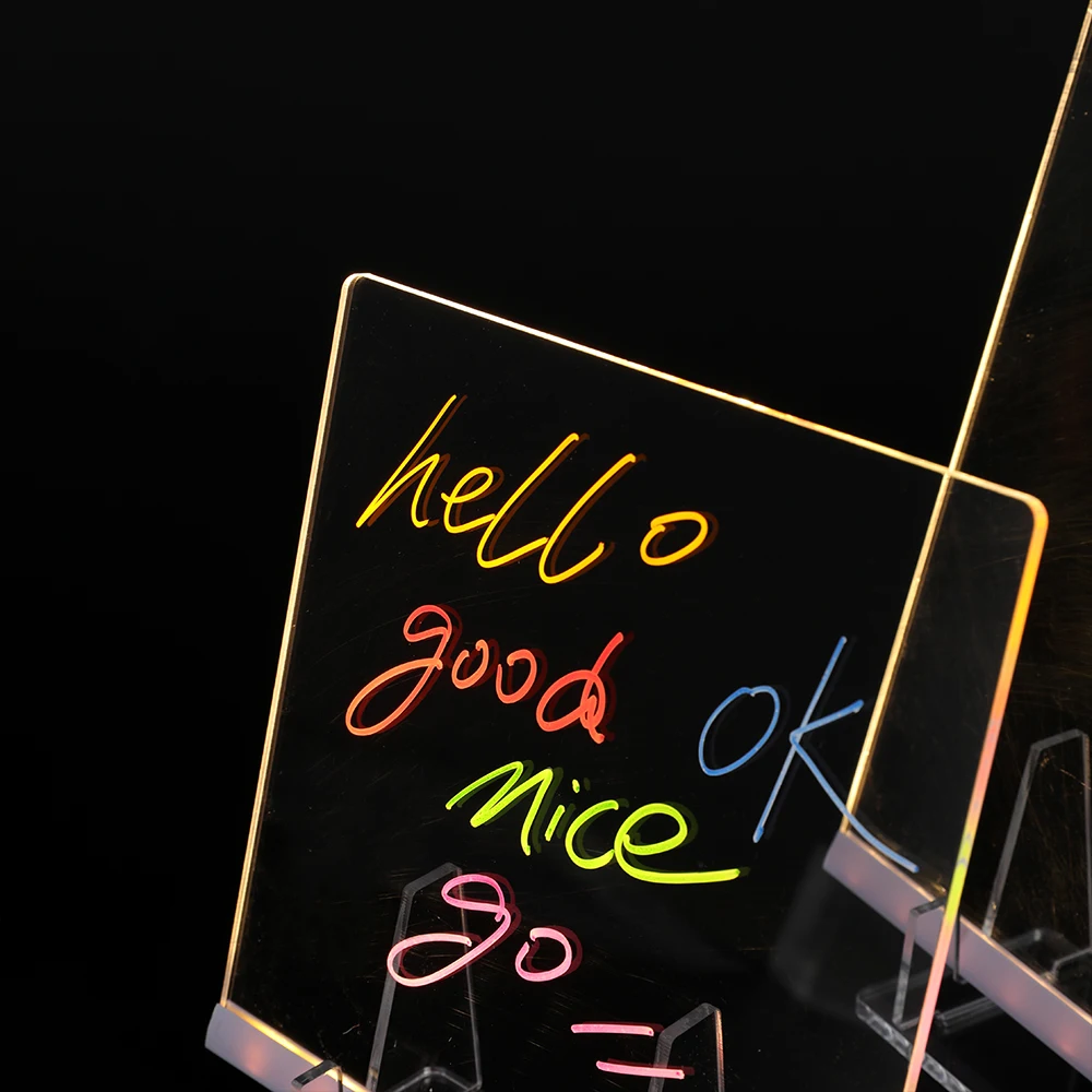 LED Acrylic Message Board Luminous Note Board Acrylic Erasable Memo Portable Writing Board for Office School Home