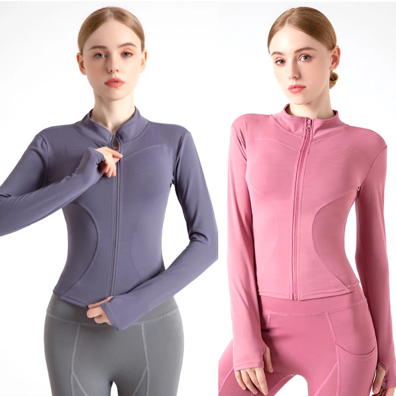 Lightweight High Stretchy Full Zipup Yoga Workout Jacket Athletic Full