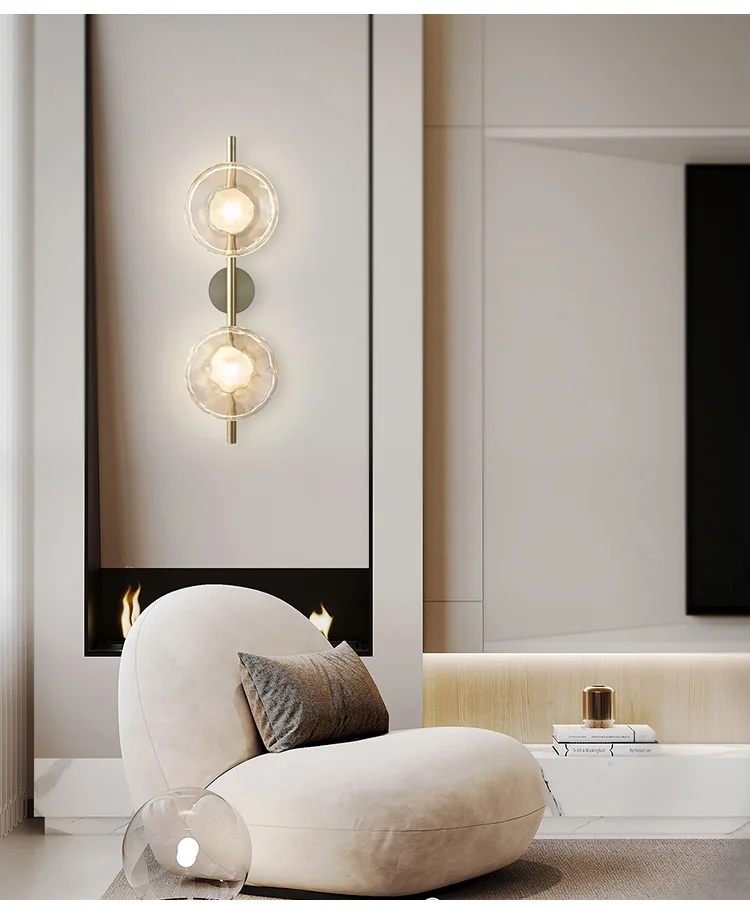 Modern Luxury Led Wall Light Round Glass Indoor Wall Sconces For Living