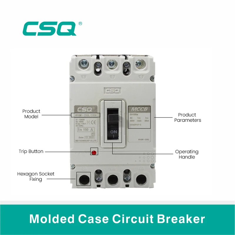 CSQ HYCM1 MCCB 125AMP 3p 4 Pole Molded case Circuit Breaker Low Voltage Home Use Breaker 200A 300A 400A Circuit Breaker