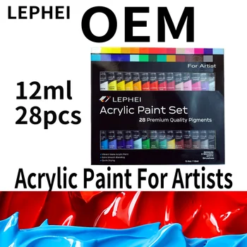 12ml x28pcs  acrylic paint for artist High coverage  High waterproof non-toxic EN71 ASTM