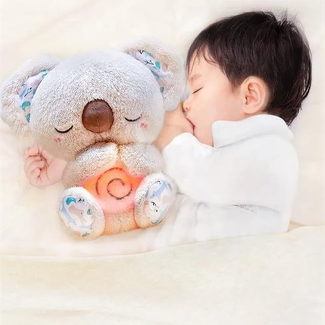 Wholesale Soft Stuffed Breathe Glowing Snoring Sound Plush Koala Cute Baby Companion Sleeping Toy Moving Koala Plush Toy