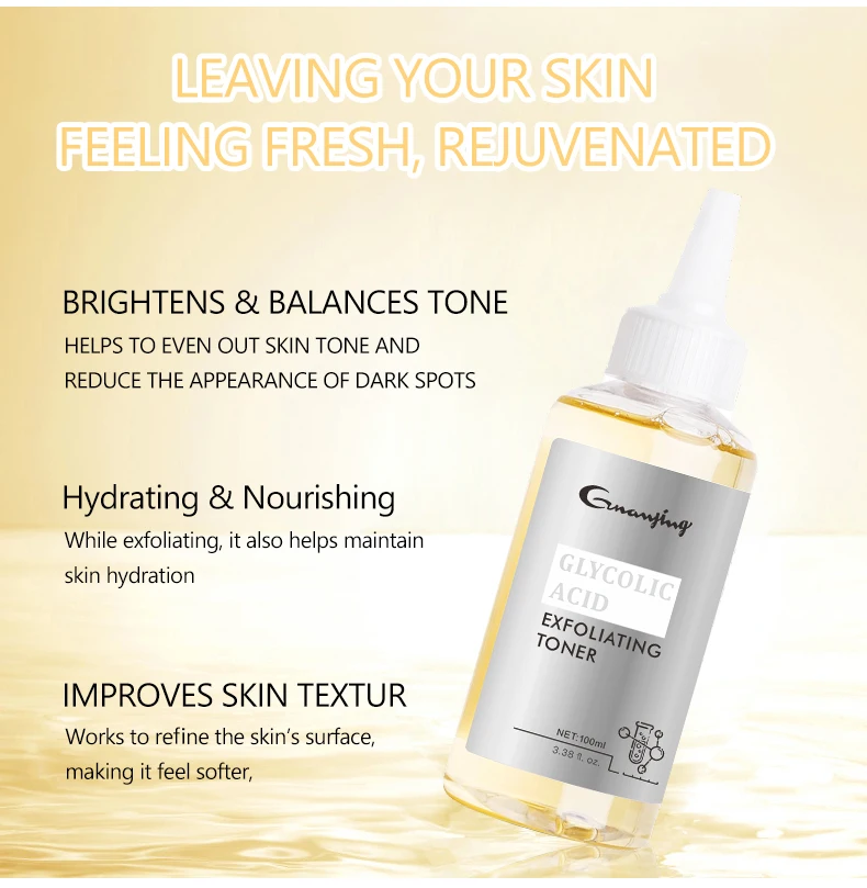 Glycolic Acid Toner Face Brightening Pore Shrinking Reduce Fine Lines Dead Skin Exfoliating Skin Toner (New)