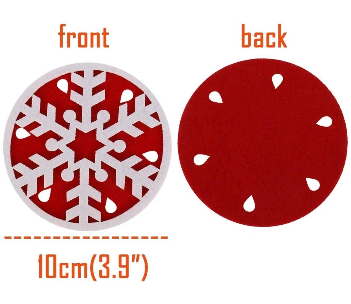 Amosfun Sottobicchieri Natalizi in Feltro Con Fiocco Di Neve Rosso 8 Pezzi Per Bevande Calde Bomboniere