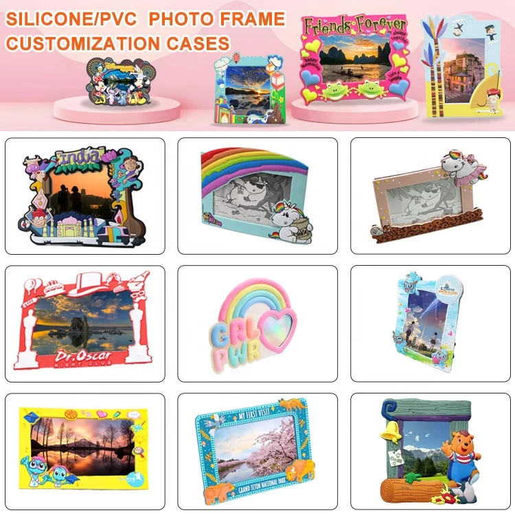 FAMA Audit Custom Manufacturer Christmas PVC Magnetic Cartoon Photo Frame 3D Soft Rubber Photo Frame Promotional Plastic Frame
