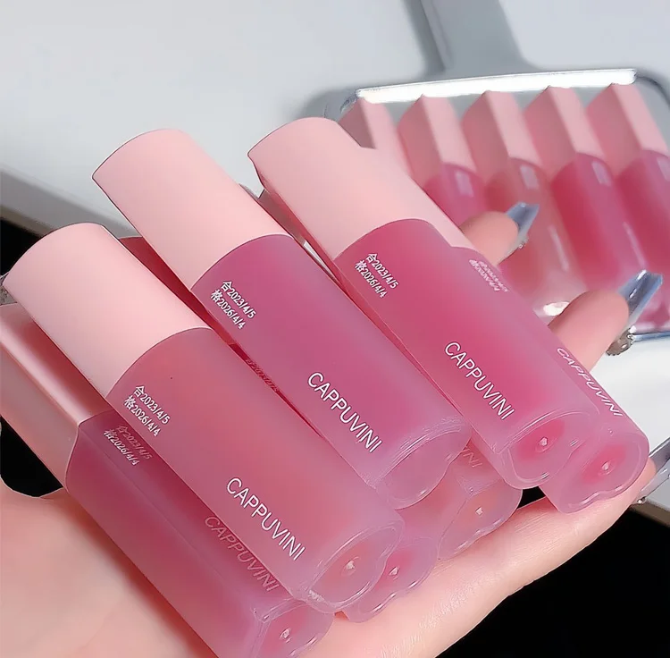 High Quality Pink Love Heart Design Lip Glaze Mirror Water Light Glass Transparent Lip Gloss Moisturizing Female Cute Lipstick