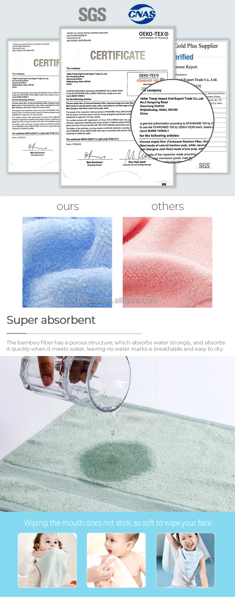 Wholesale Organic Soft Face Towels Eco Friendly Bamboo Organic Bamboo