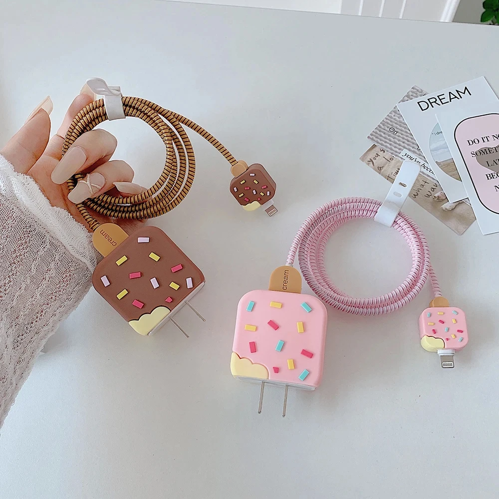 Cartoon Iphone Charging Cable Protector Cover for 18W/20W EU US Charger Case Cable Cord Winder Protect