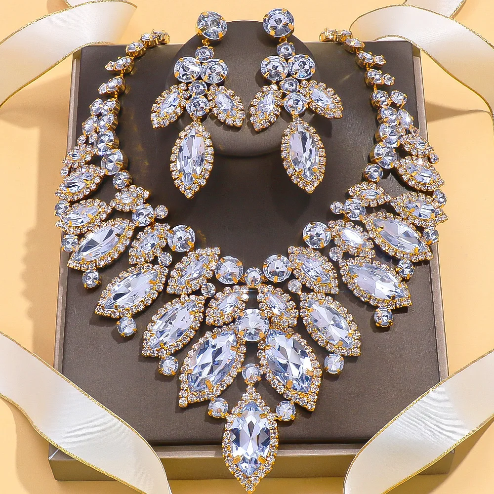 Best Seller 2025 Bridal Rhinestone Necklaces Wedding Jewelry Sets for Women Fashion 1
