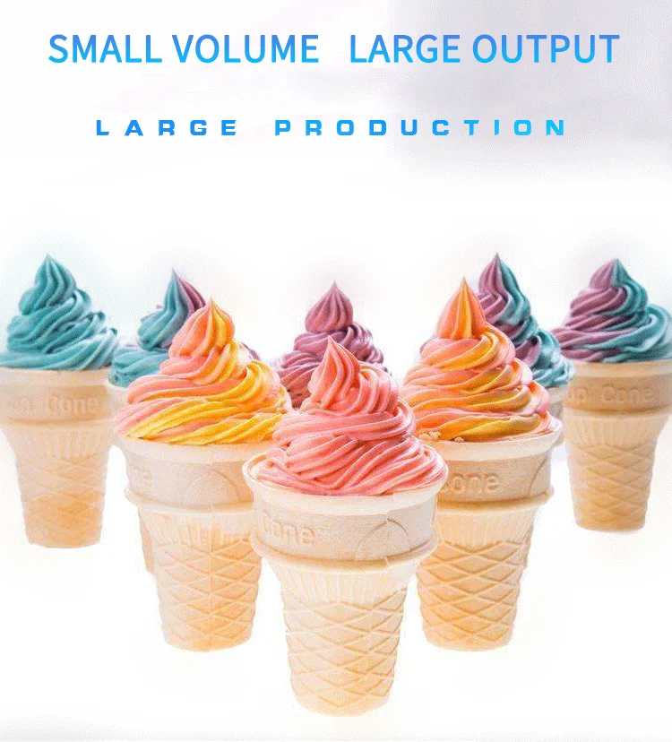 Table Top Mini Soft Serve Ice Cream Machine Double Bucket Three Flavors