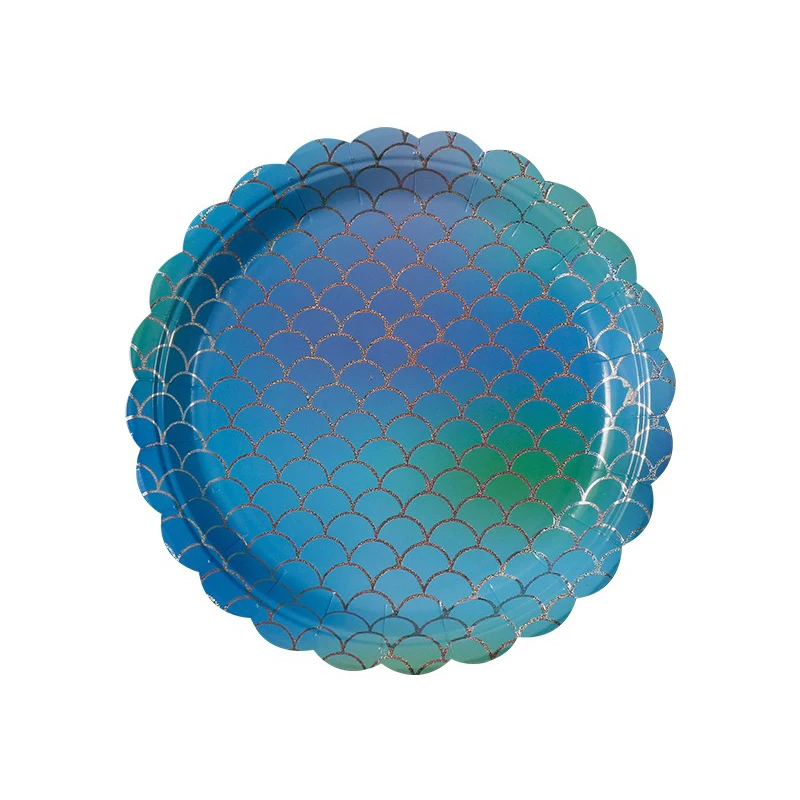 mermaid themed paper plates decoration disposable sugarcane