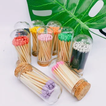 Black Safety Allumettes candle Matchsticks colorful match decorative Custom logo long wooden matches in glass jar