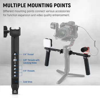 NEEWER Dual Handgrip Compatible with   RS4 RS4 Pro RS3 RS3 Pro RS2 RSC2 Ronin S SC Gimbal, Dual Handle Kit with 2 Mini NATO detail image