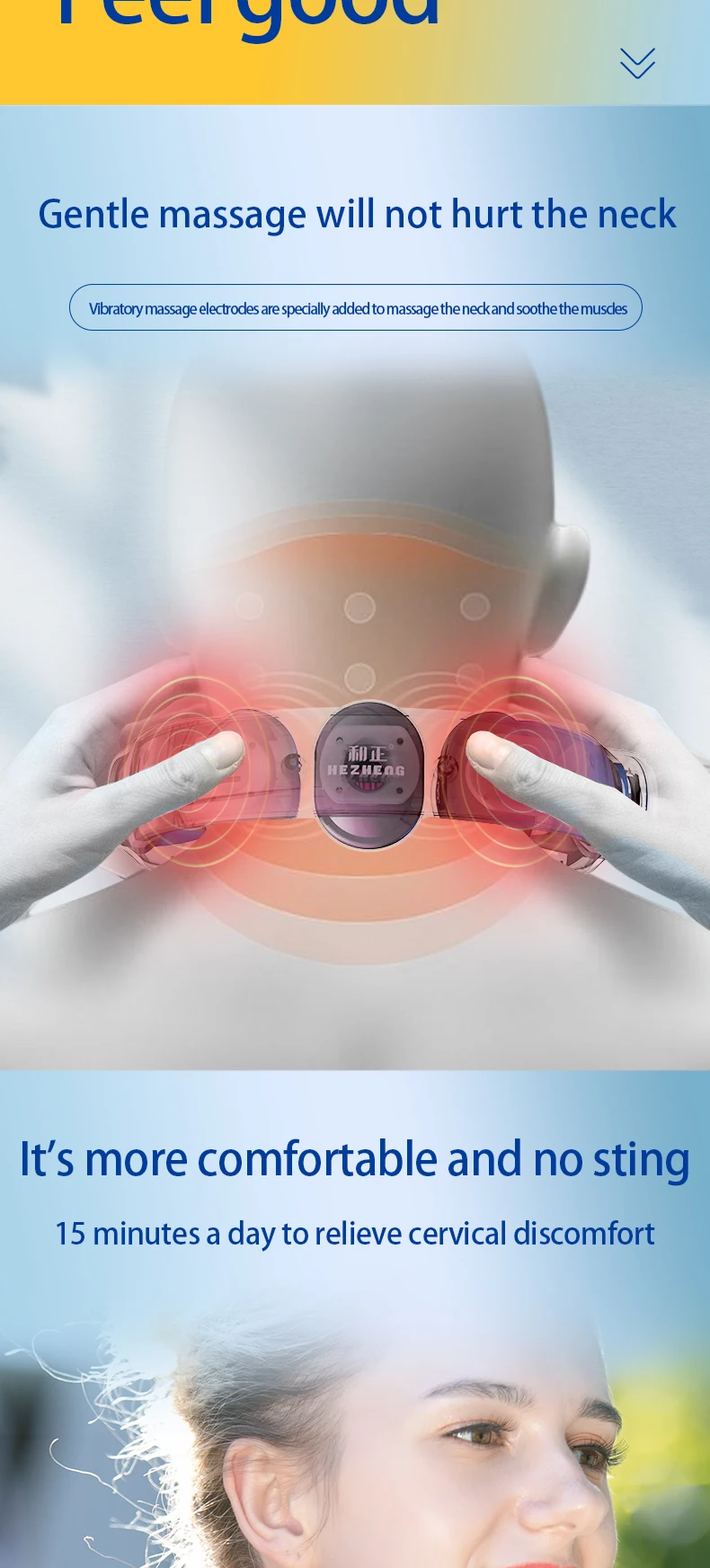 HEZHENG New Best Selling Smart Neck Massager with TENS Health Wellness Care Therapy Treatment Pain Relief Device