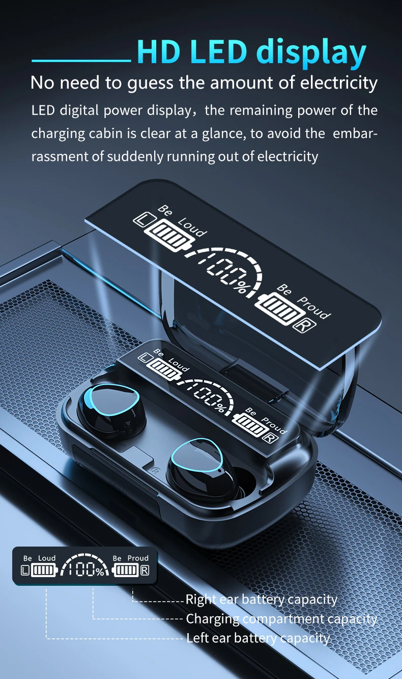 Ear Buds BT V5.1 USB M10 TWS Earbuds Wireless LED Display Draadloze Koptelefoon Earphones Headphones Headsets - ANKUX.COM