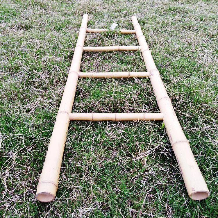 Custom Size Bamboo Loft Ladder Antique Decorative Brown Bamboo Climbs Ladder