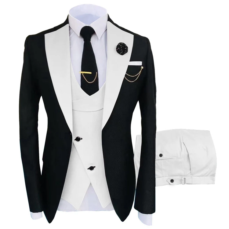 New Grooming Tuxedo Male Suit Boutique Elegant Gentleman Men Clothing 3 Piece Set Luxury aperçu 26