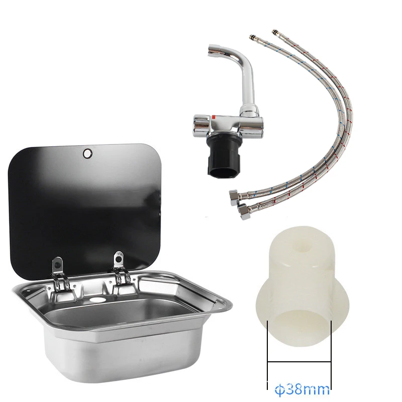 TOPWELLRV, лидер продаж, раковина из нержавеющей стали с крышкой из закаленного стекла