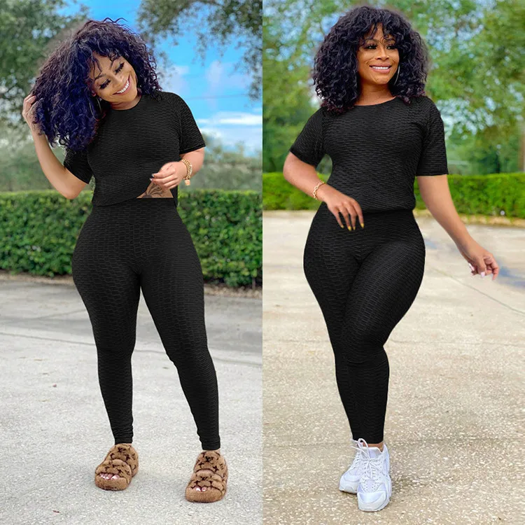 New Arrivals High Quality Women Fashion Clothing 2021 Spring Bodycon Two Piece Set Solid Color 2 Piece Set