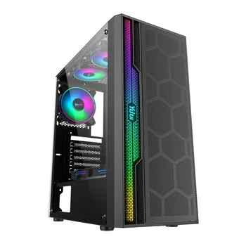 Sama Latest Atx Gaming Case Argb Stripe Computer Gaming Casing Tempered 