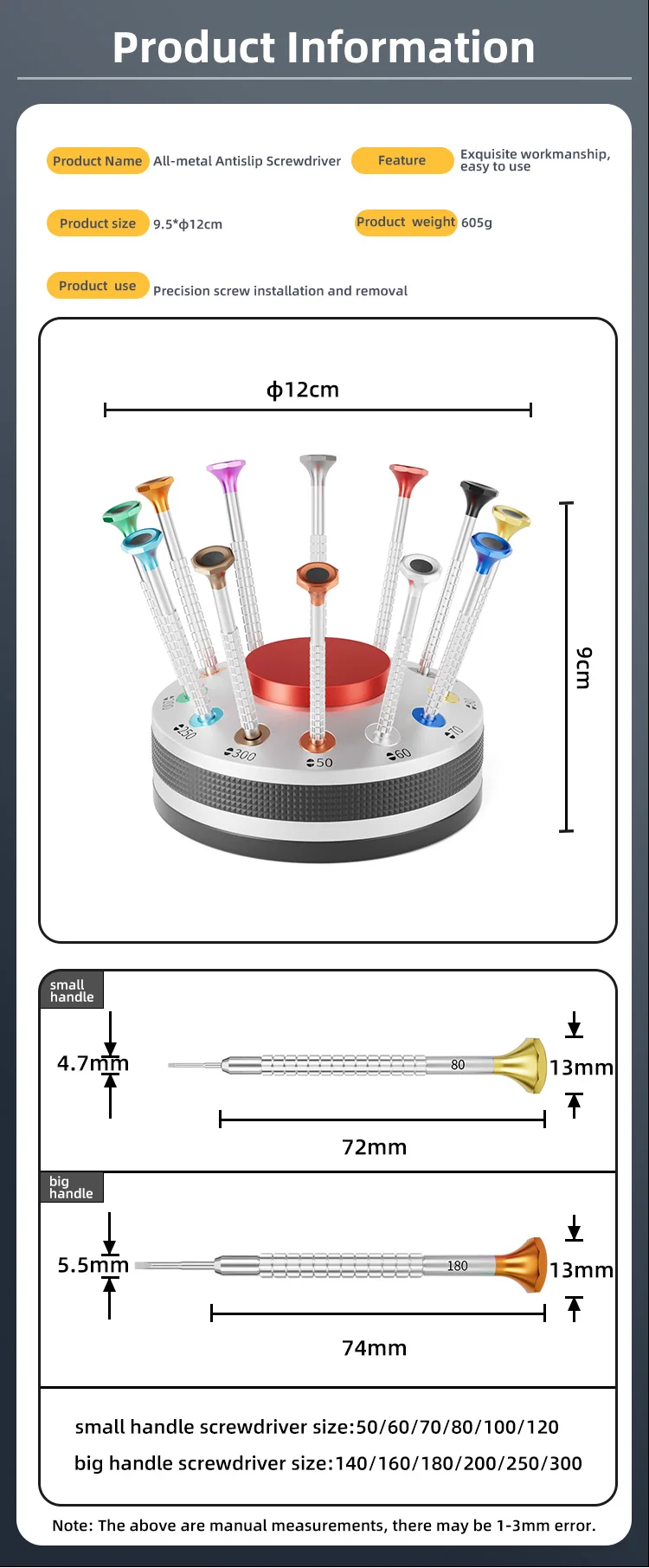 12-in-1 Rotatable All-metal Antislip Precision Screwdriver Set Mini Slotted Screwdriver for Toy Glasses Laptop Camera