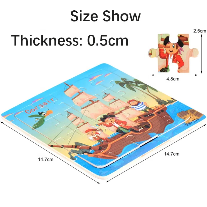 20 Pieces Puzzle Educational Brain Teaser Montessori Wooden Jigsaw Puzzle Toys for Kids
