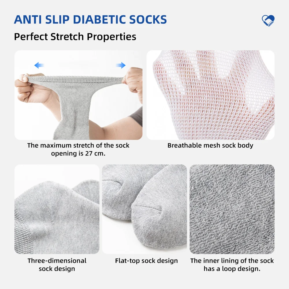 Loose Fit Top Non Slip Diabetic Socks for Sensitive Blood Circulation - product detail 2