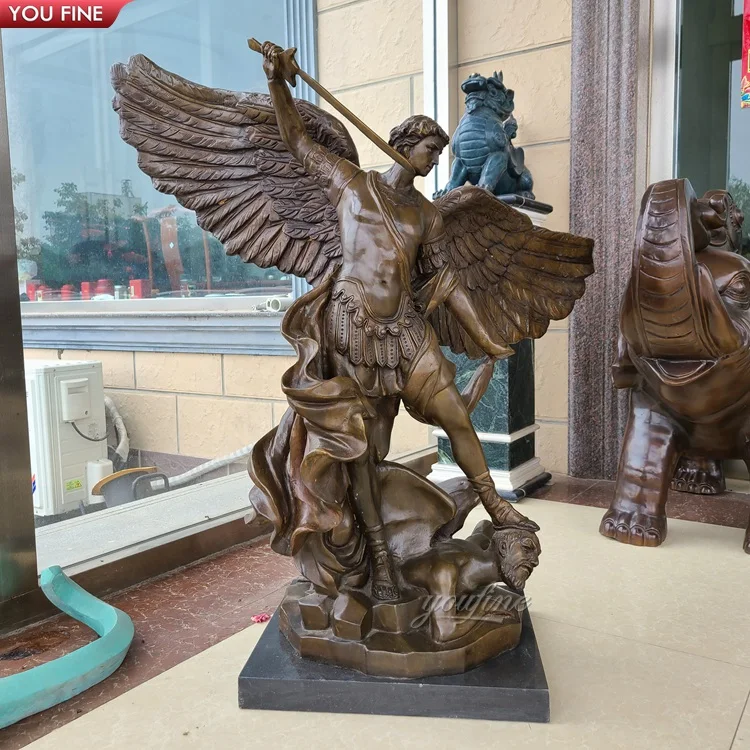 Outdoor Garden Life Size Handmade Casting Bronze St. Michael Statue