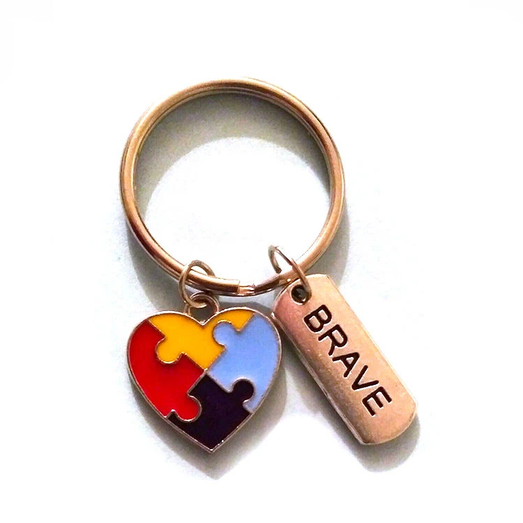 Cute Pretty Enamel Autism Keychain Personalized Charms Wholesale Custom Autism Awareness Metal Luxury Designer Keychains