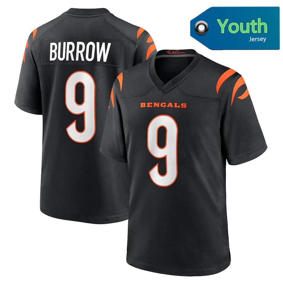 Wholesale Cincinnati Youth Jerseys 9 Joe Burrow 1 Ja'Marr Chase American  Football Stitched VP Limited Jerseys For KIDS - Black Orange From  m.