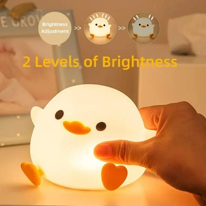 Amaredom DoDo Duck Night Light – Cute Silicone Squeeze Lamp, Dimmable, 1200mAh Rechargeable, 20-Minute Timer, For Kids, Baby, Bedroom