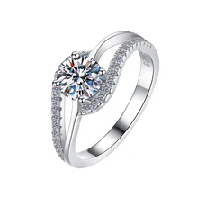 Fine Jewelry 18K White Gold Plated Charm Design VVs1 Moissanite Jewellery Wholesale Price 925 Sterling Silver Wedding Ring