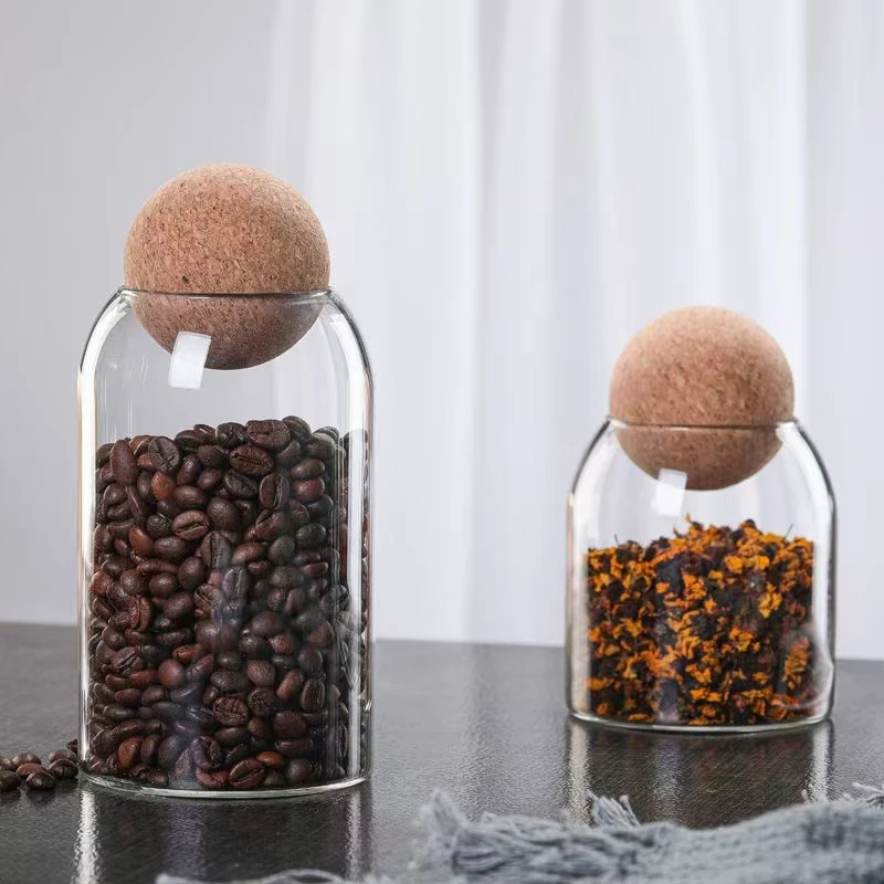 500ml 800ml 1000ml 1300ml High Borosilicate Glass Storage Jar with Cork ...