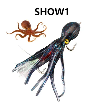 11cm 19g Octopus Soft Bait Double Hook Iron Plate Jig Plastic Sea Fishing Boat Bait for Tuna & Bass Deep Sea & River Fishing – Soft Lure – view 5