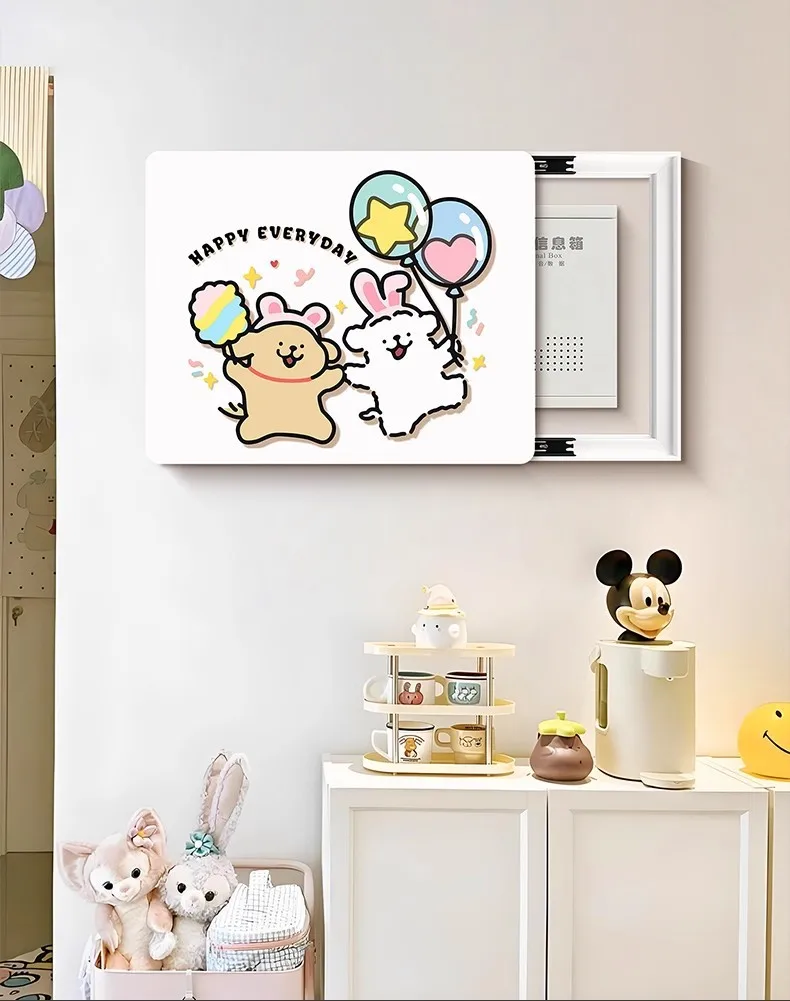 Cute Dog Cover Wall Art Canvas Print With Balloons Stars Hearts Whimsical Minimalist White Background Kids Room Home Decor