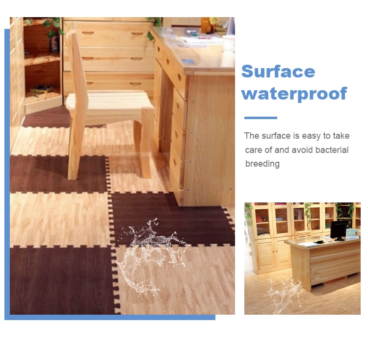 Factory Direct Sale Interlocking Wood Grain Eva Foam Baby Play Mat