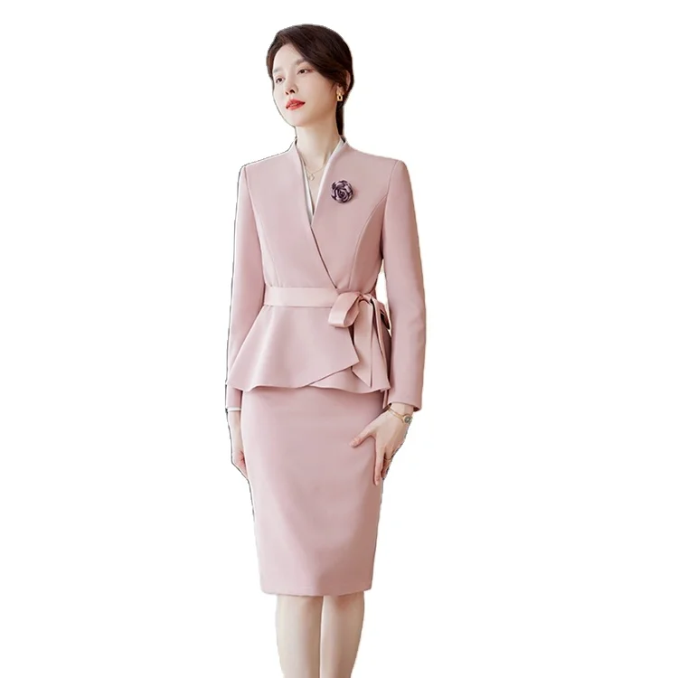 Shawl Collar Women Church Suits Lady Business Blazer Ladies Designer Skirt  Suits for Women
