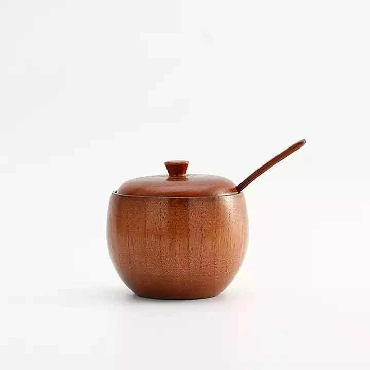 Small portable wooden bottle wooden wine solid salt shaker with lid
