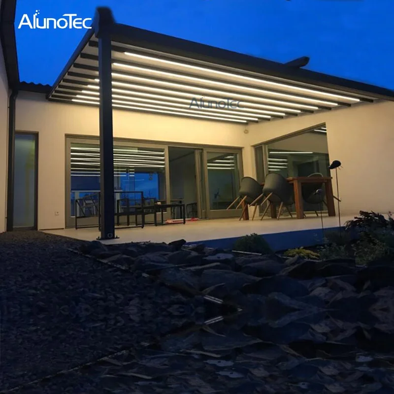 Easy Assembly Powder Coating Motorized Outdoor Folding PVC Awning Pergola Retractable Roof
